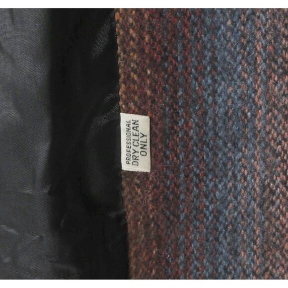 Vintage 1980s Hooded Coat Toggle Ombre Striped Wool Belted Jacket Coat sz M /912 - Picture 7 of 10